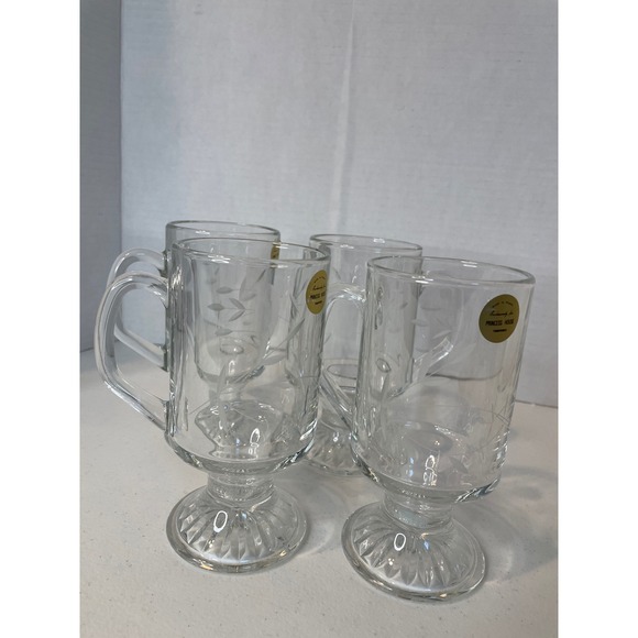 Princess House Other - Vintage Princess House Heritage Crystal Footed Mugs 4 Tempered Glass France5.5"